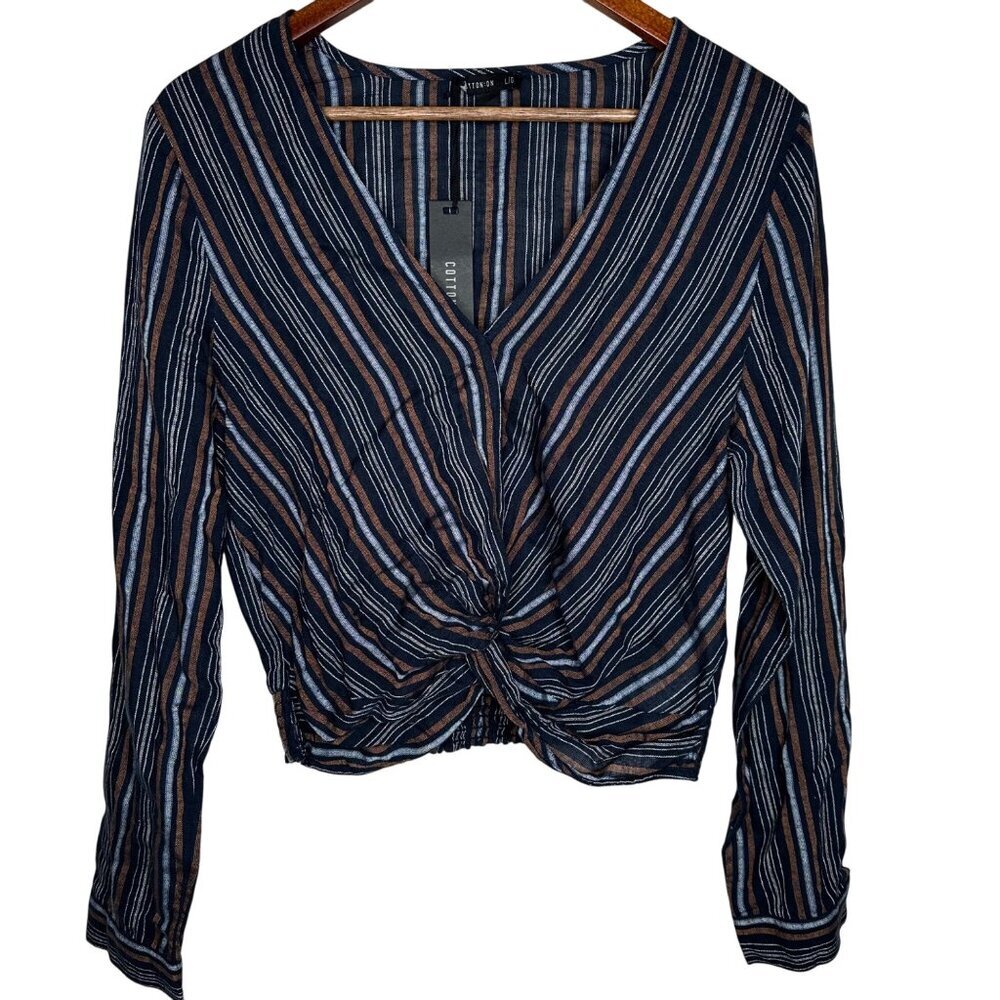 NWT Cotton On Harry twist front striped long sleeve‎ top Sz L